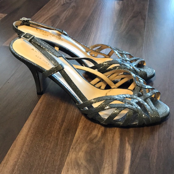 Kate Spade Silver Glitter Slingback Heels - Picture 2 of 5